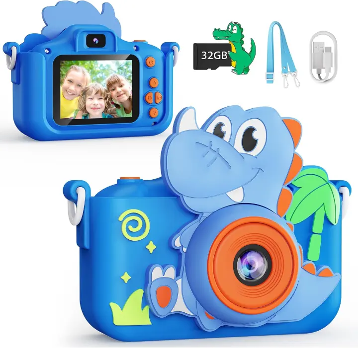 Kids Digital Camera — Dino-Themed 1080P Video Camera for Ages 3-12
